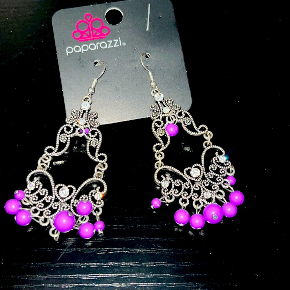Purple and silver earrings